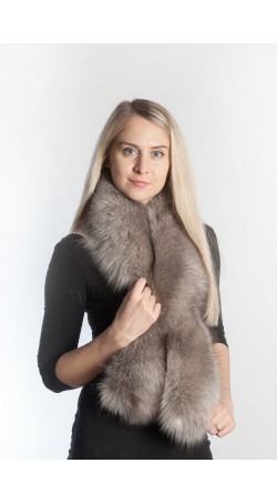 Grey fox fur scarf